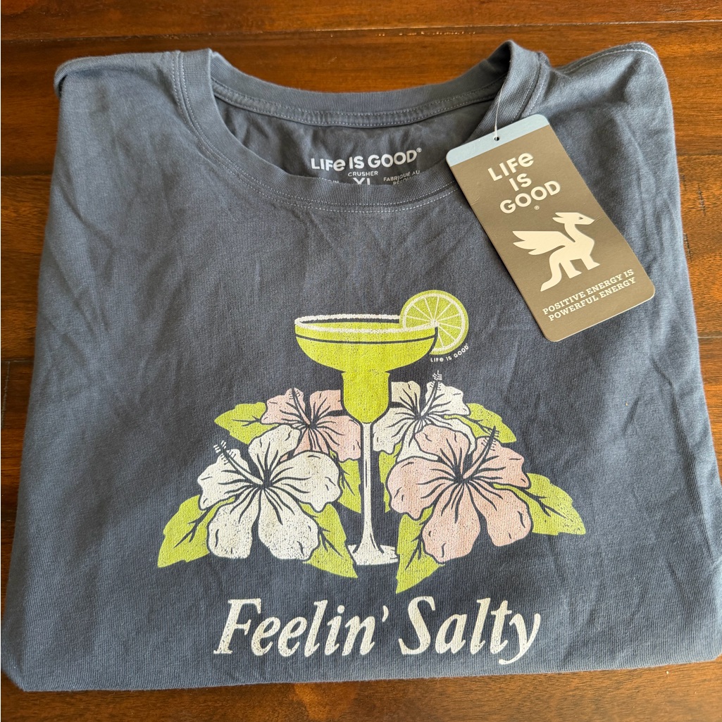 Life Is Good Women’s Xl “Feelin’ Salty” Margarita Graphic Tee Nwt